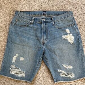 GAP Men's Light Blue Ripped Jean Shorts
